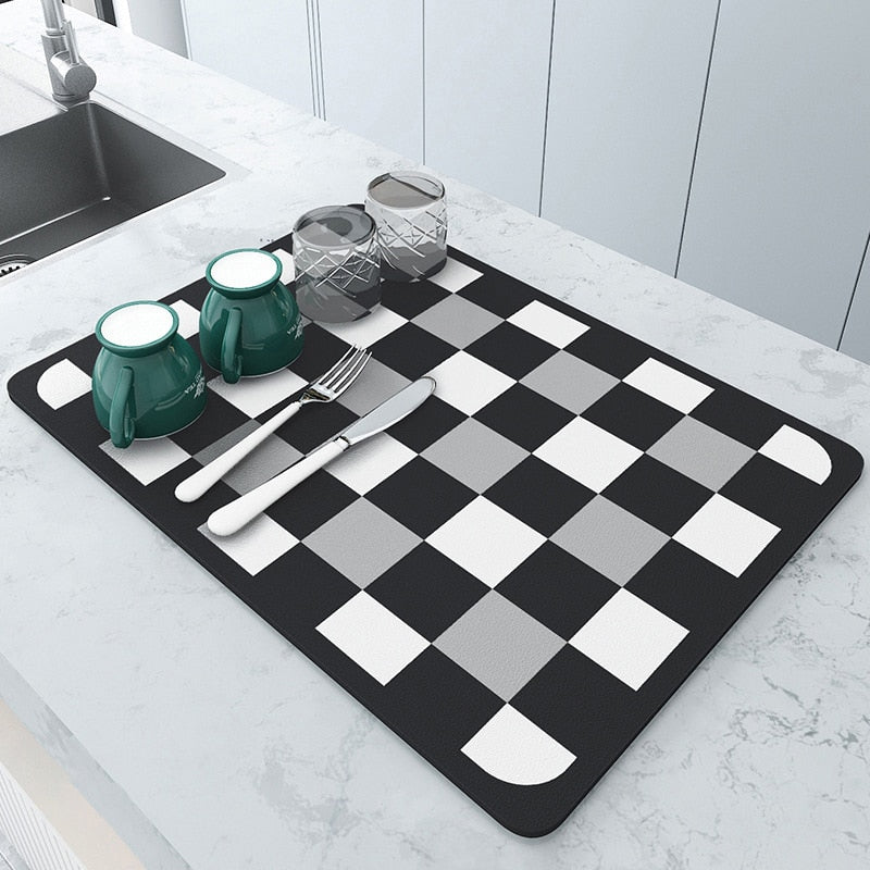 Super Absorbent Dish Drying Mat Non Slip Kitchen Drain Mat