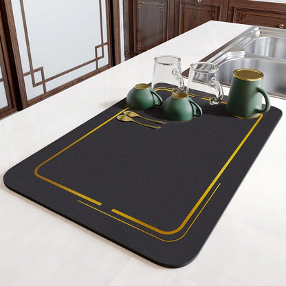 Super Absorbent Dish Drying Mat Non Slip Kitchen Drain Mat