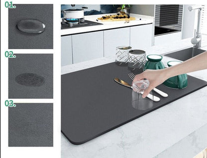 Super Absorbent Dish Drying Mat Non Slip Kitchen Drain Mat