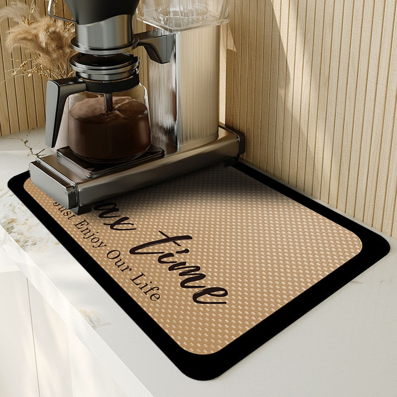 Super Absorbent Dish Drying Mat Non Slip Kitchen Drain Mat