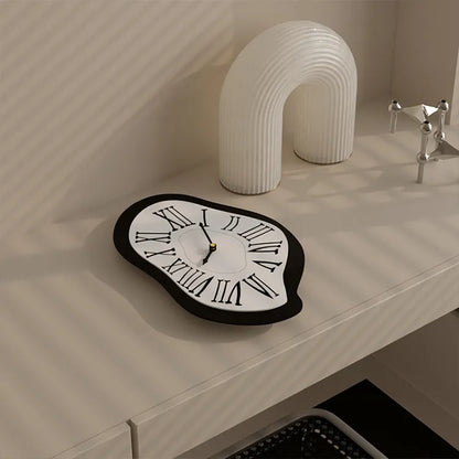 Surrealist Melting Wall Clock Roman Numeral Metal Art Decor