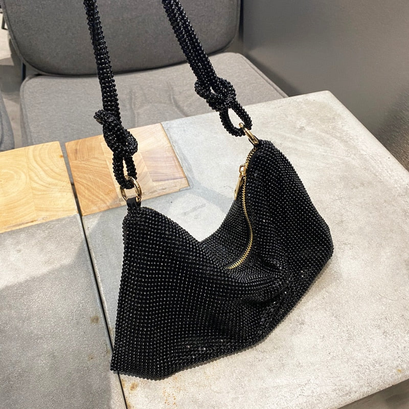 Sylvie Evening Bag Elegant Crystal Clutch with Shoulder Strap