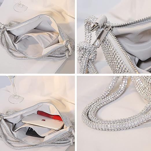 Sylvie Evening Bag Elegant Crystal Clutch with Shoulder Strap