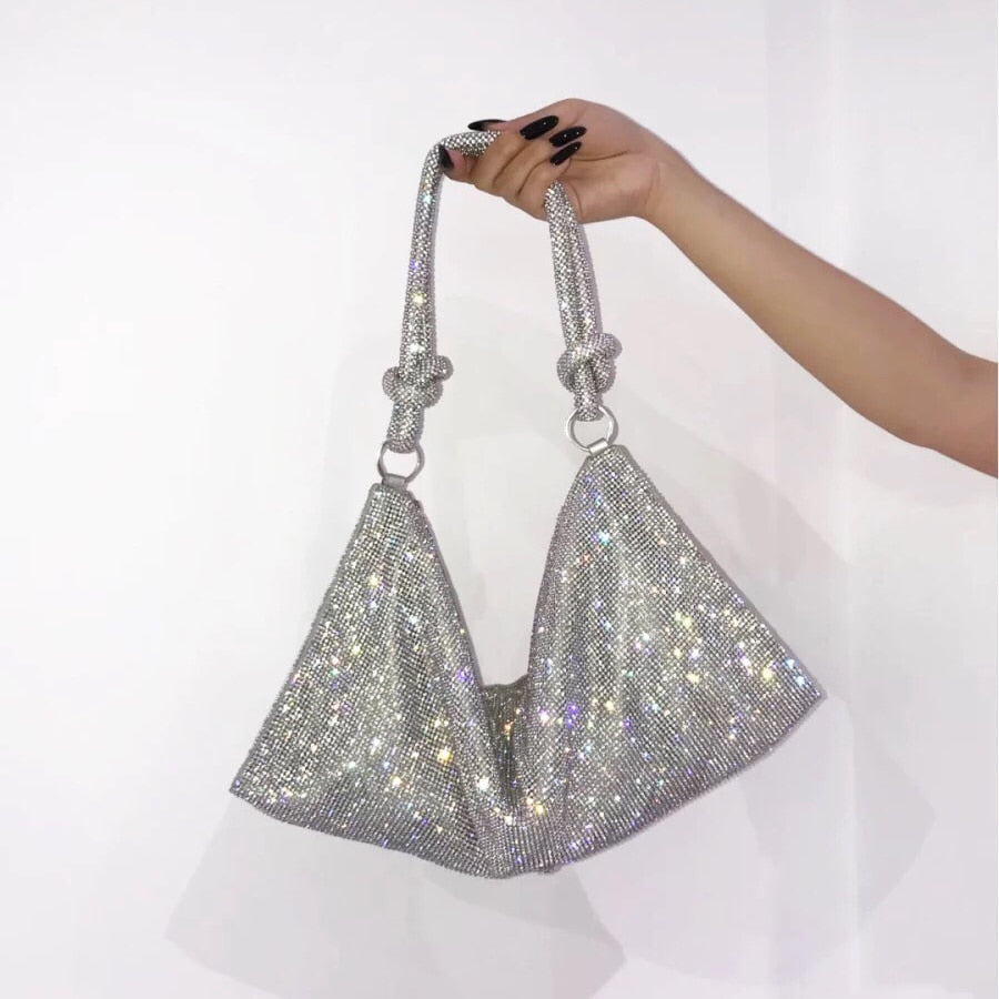 Sylvie Evening Bag Elegant Crystal Clutch with Shoulder Strap