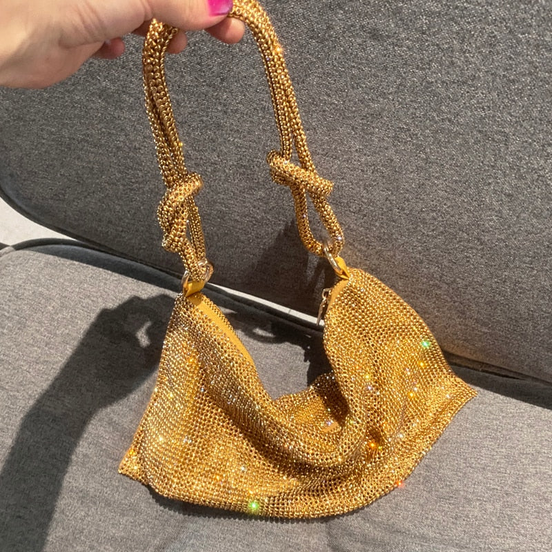 Sylvie Evening Bag Elegant Crystal Clutch with Shoulder Strap