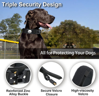 Tactical Dog Collar Air Tag Holder Heavy Duty Pet Collar