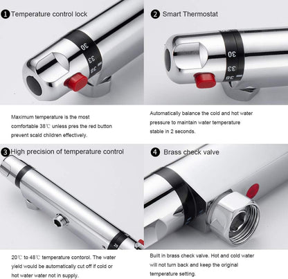 Thermostatic Shower Mixer Tap Chrome Bathroom Faucet