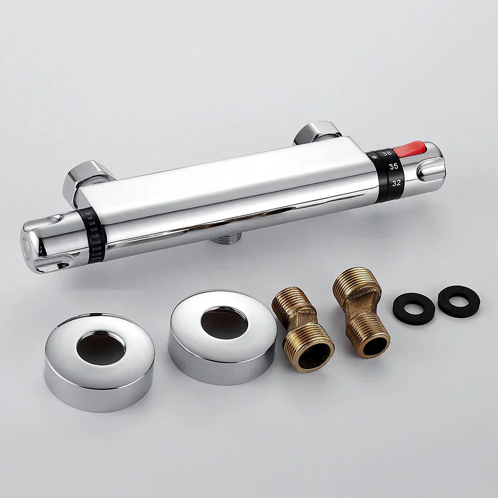 Thermostatic Shower Mixer Tap Chrome Bathroom Faucet