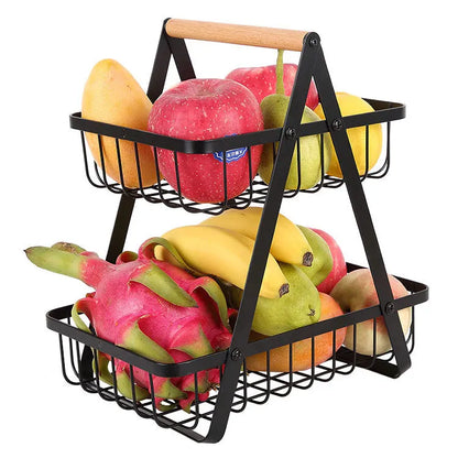 Tiered Fruit Basket Kitchen Counter Storage Organizer