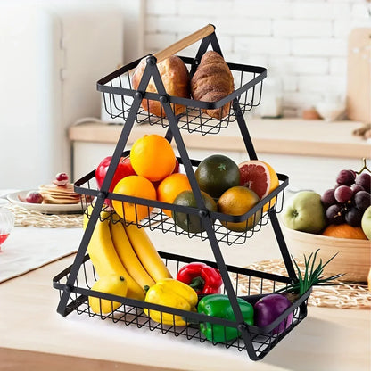 Tiered Fruit Basket Kitchen Counter Storage Organizer