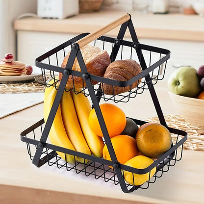 Tiered Fruit Basket Kitchen Counter Storage Organizer