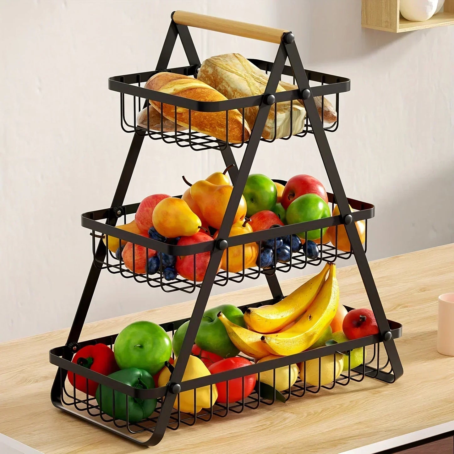 Tiered Fruit Basket Kitchen Counter Storage Organizer