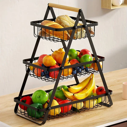 Tiered Fruit Basket Kitchen Counter Storage Organizer