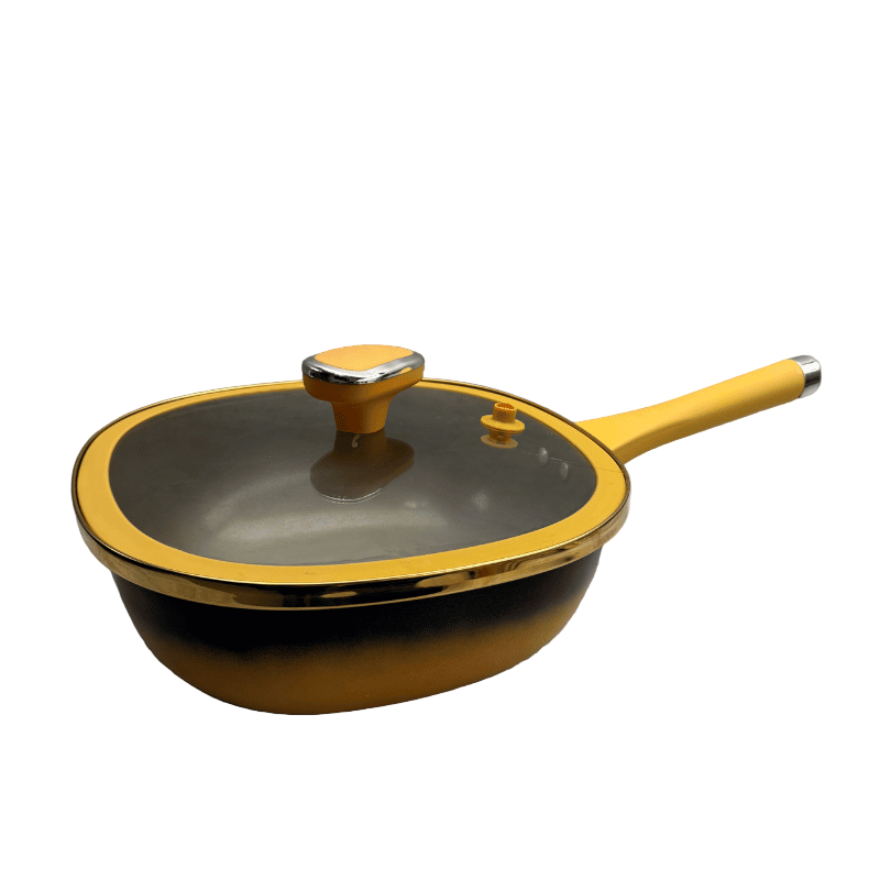 Titanium Non Stick Frying Pan With Steamer Basket Glass Lid 30cm