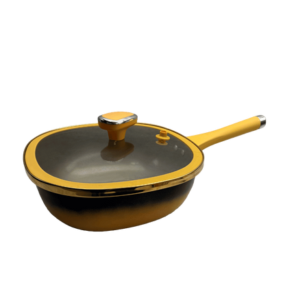 Titanium Non Stick Frying Pan With Steamer Basket Glass Lid 30cm