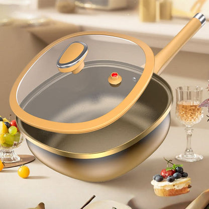 Titanium Non Stick Frying Pan With Steamer Basket Glass Lid 30cm