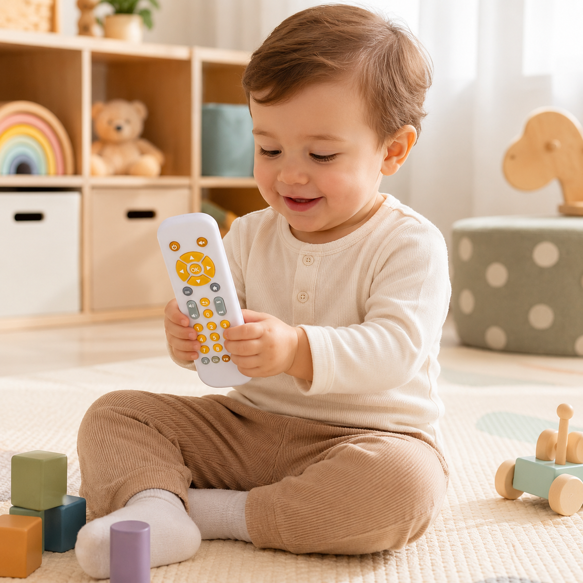 Toddler Interactive Remote Control Learning Toy with Lights and Music