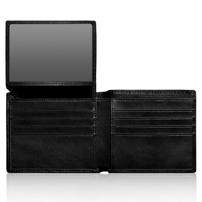 Top-Grain Leather Bifold Wallet Men RFID Blocking Card Cash Organizer