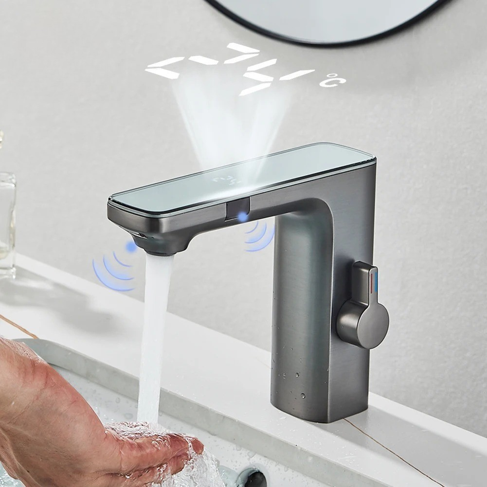 Touchless Sensor Faucet Digital Temperature Bathroom Mixer Tap