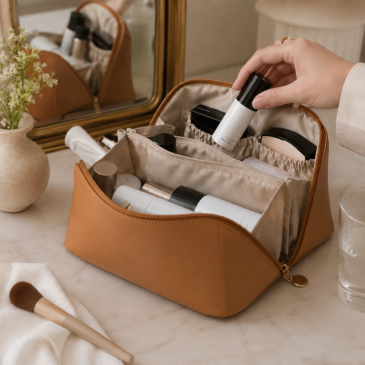 Travel Cosmetic Bag with Multiple Storage Pockets