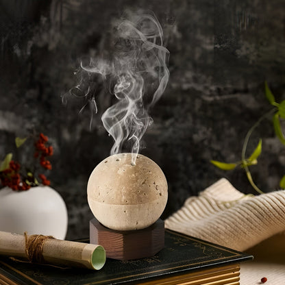 Travertine Incense Holder Natural Stone Aromatherapy Decor