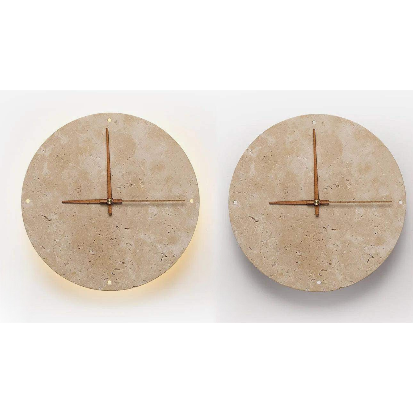 Travertine LED Wall Clock Minimalist Natural Stone Decor