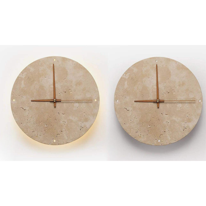 Travertine LED Wall Clock Minimalist Natural Stone Decor