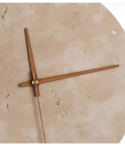 Travertine LED Wall Clock Minimalist Natural Stone Decor