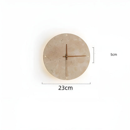 Travertine LED Wall Clock Minimalist Natural Stone Decor