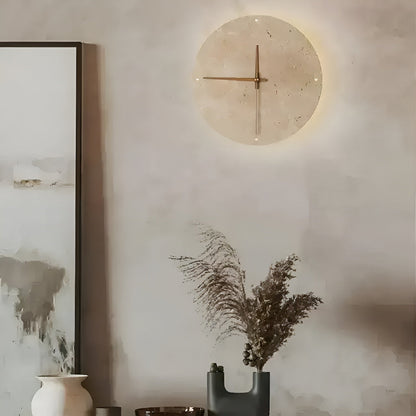 Travertine LED Wall Clock Minimalist Natural Stone Decor