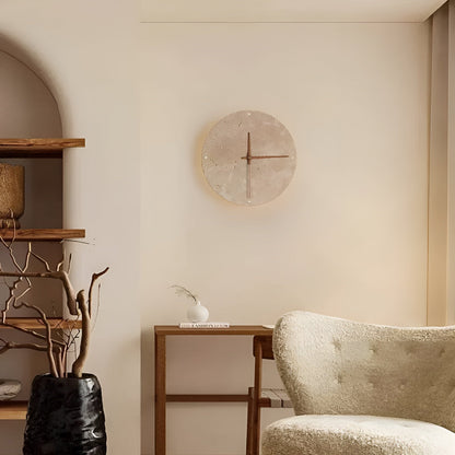 Travertine LED Wall Clock Minimalist Natural Stone Decor