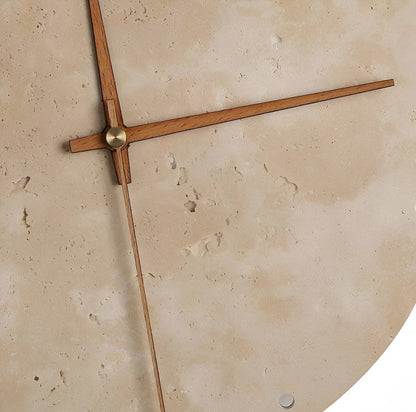 Travertine LED Wall Clock Minimalist Natural Stone Decor