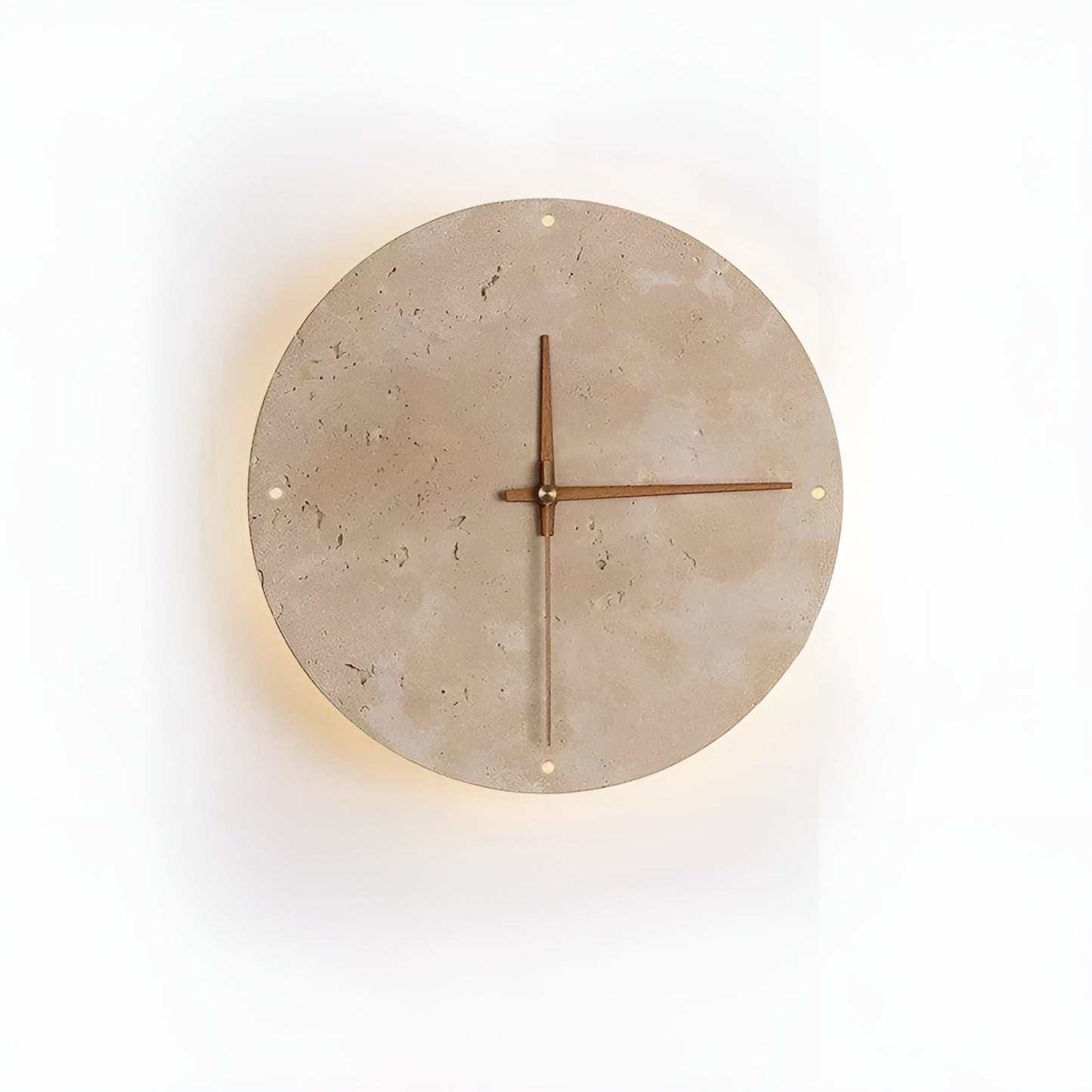 Travertine LED Wall Clock Minimalist Natural Stone Decor