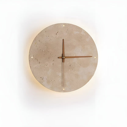 Travertine LED Wall Clock Minimalist Natural Stone Decor