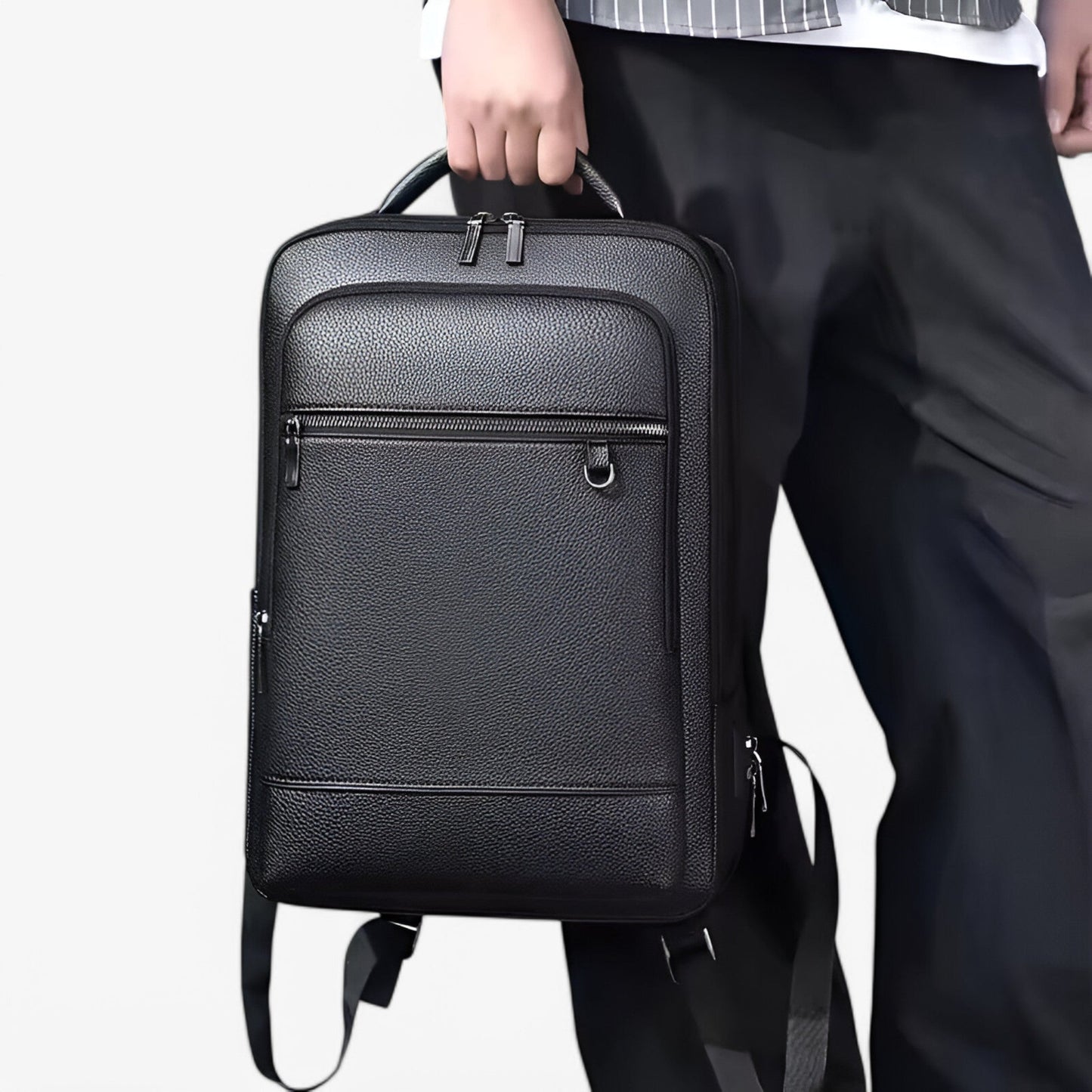 USB Charging Leather Laptop Backpack Business Travel