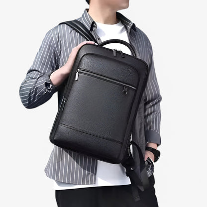 USB Charging Leather Laptop Backpack Business Travel