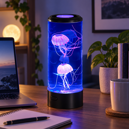 USB-Powered Colour-Changing Jellyfish Lamp with Floating Aquarium-Style Display