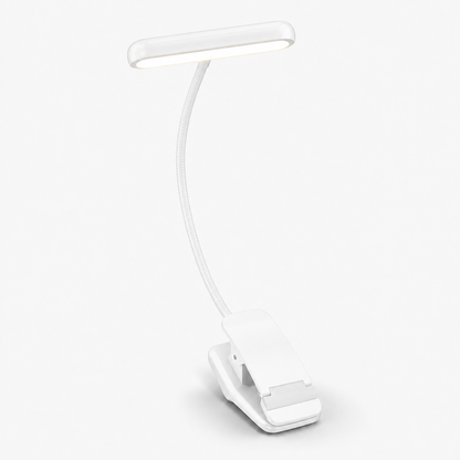 Via USB oplaadbare leeslamp met clip, flexibele zwanenhals en verstelbare ledverlichting