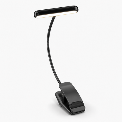 Via USB oplaadbare leeslamp met clip, flexibele zwanenhals en verstelbare ledverlichting