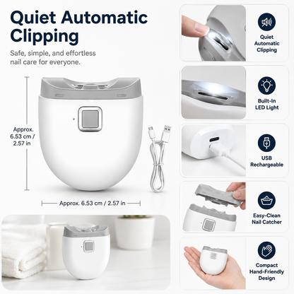 USB Rechargeable Electric Nail Clipper with Automatic Trimming and Built-In LED Light