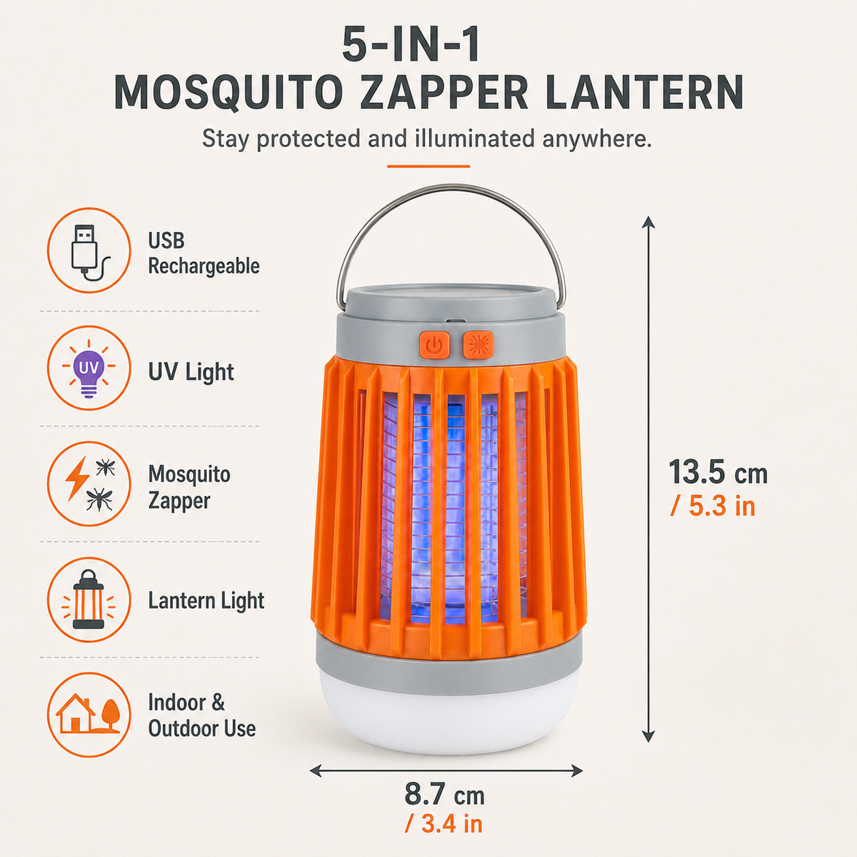 USB Rechargeable UV Mosquito Zapper Lantern