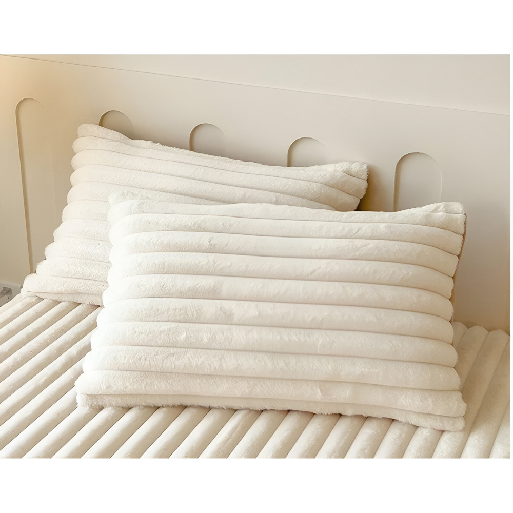 Ultra Soft Ribbed Fitted Sheet Bedding Set With Pillowcases