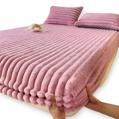 Ultra Soft Ribbed Fitted Sheet Bedding Set With Pillowcases