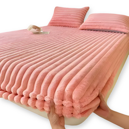 Ultra Soft Ribbed Fitted Sheet Bedding Set With Pillowcases