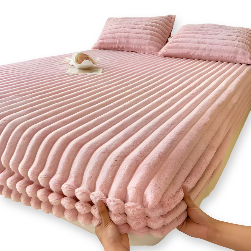 Ultra Soft Ribbed Fitted Sheet Bedding Set With Pillowcases