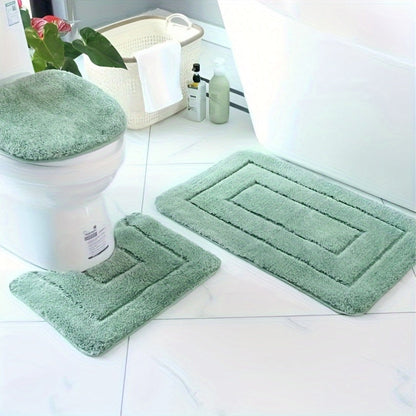 Ultrafine Fiber Bathroom Mat Set 3 Piece Soft Absorbent Non Slip Rugs