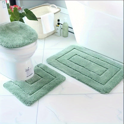 Ultrafine Fiber Bathroom Mat Set 3 Piece Soft Absorbent Non Slip Rugs