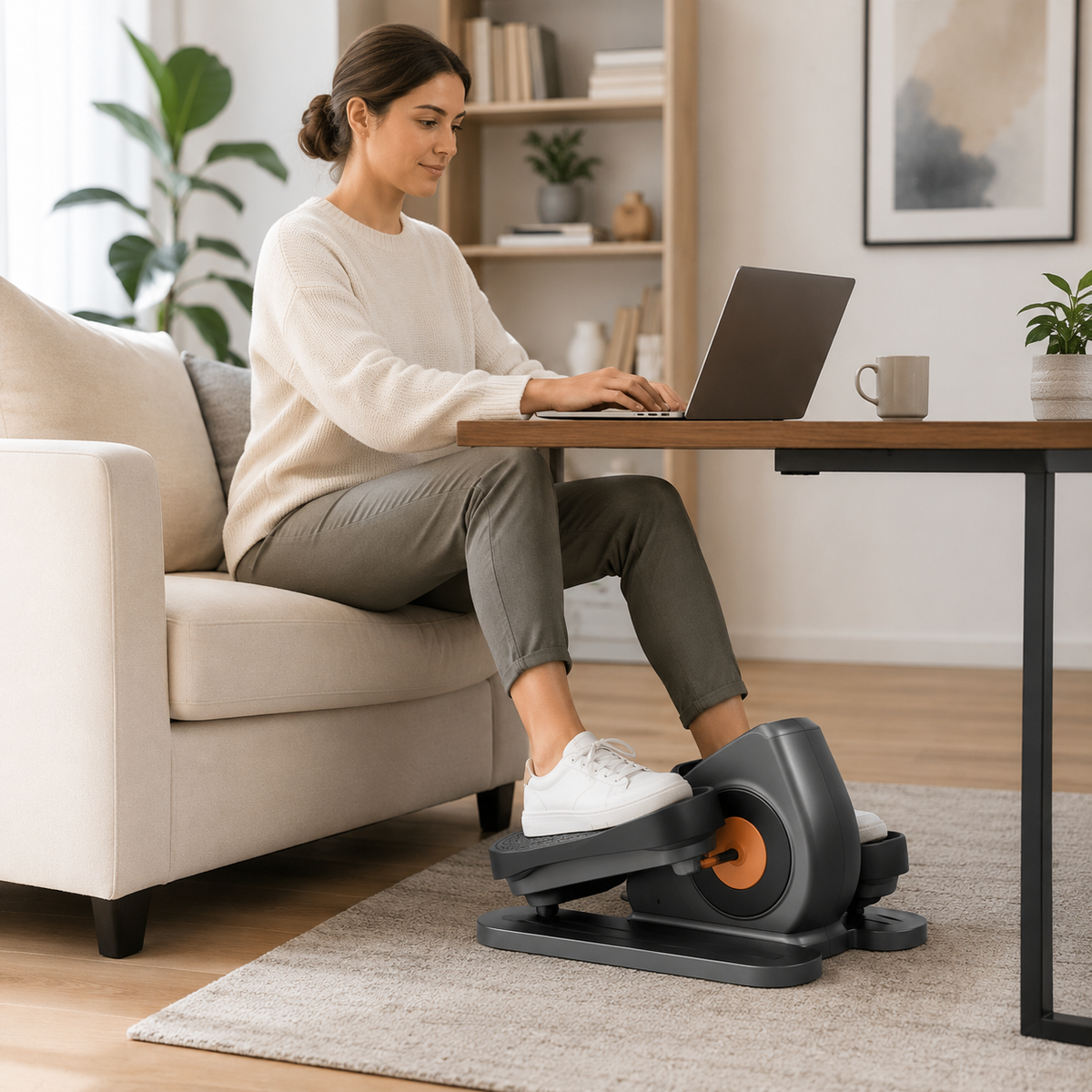 Under Desk Pedal Exerciser with LCD Screen, Adjustable Speed and Remote Control