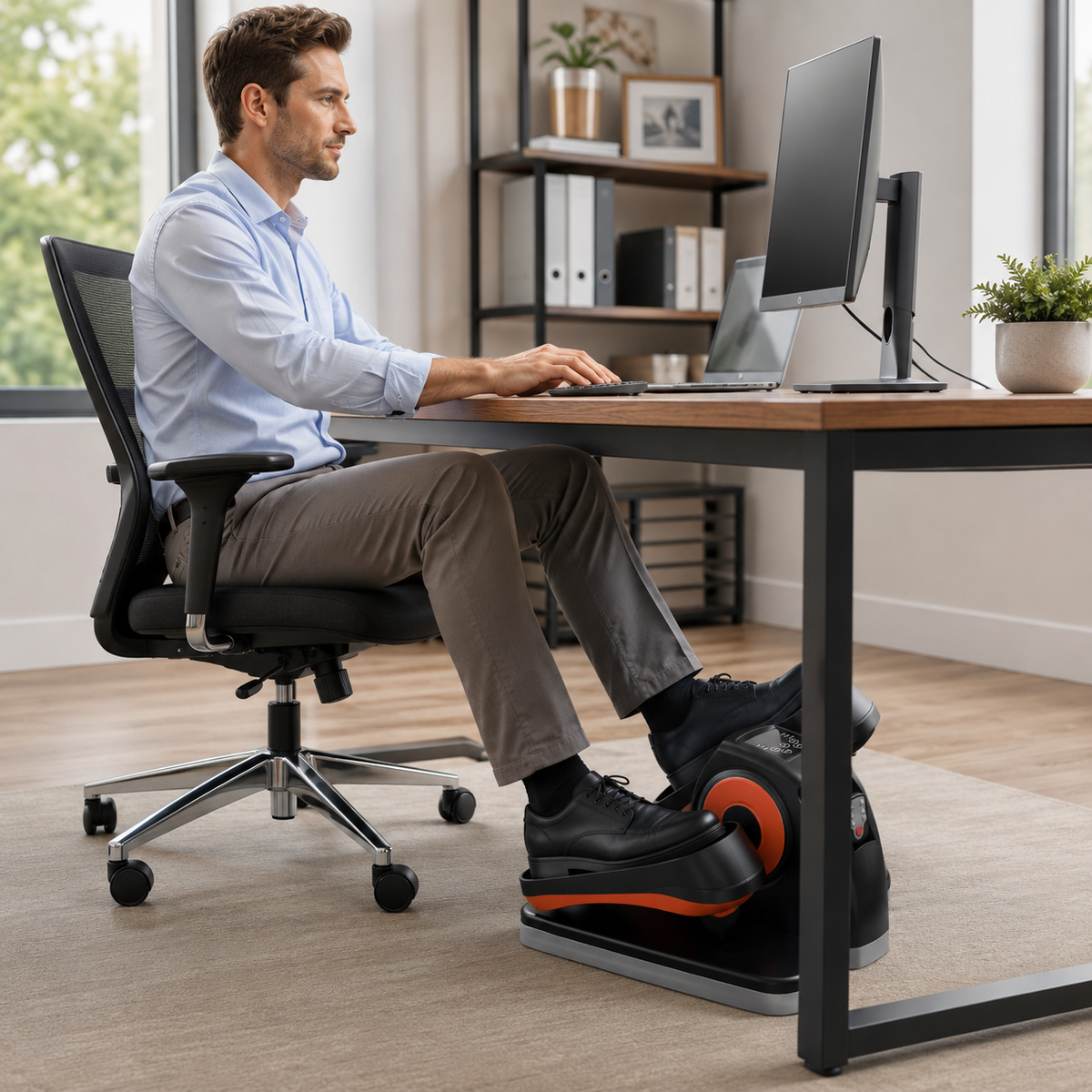 Under Desk Pedal Exerciser with LCD Screen, Adjustable Speed and Remote Control