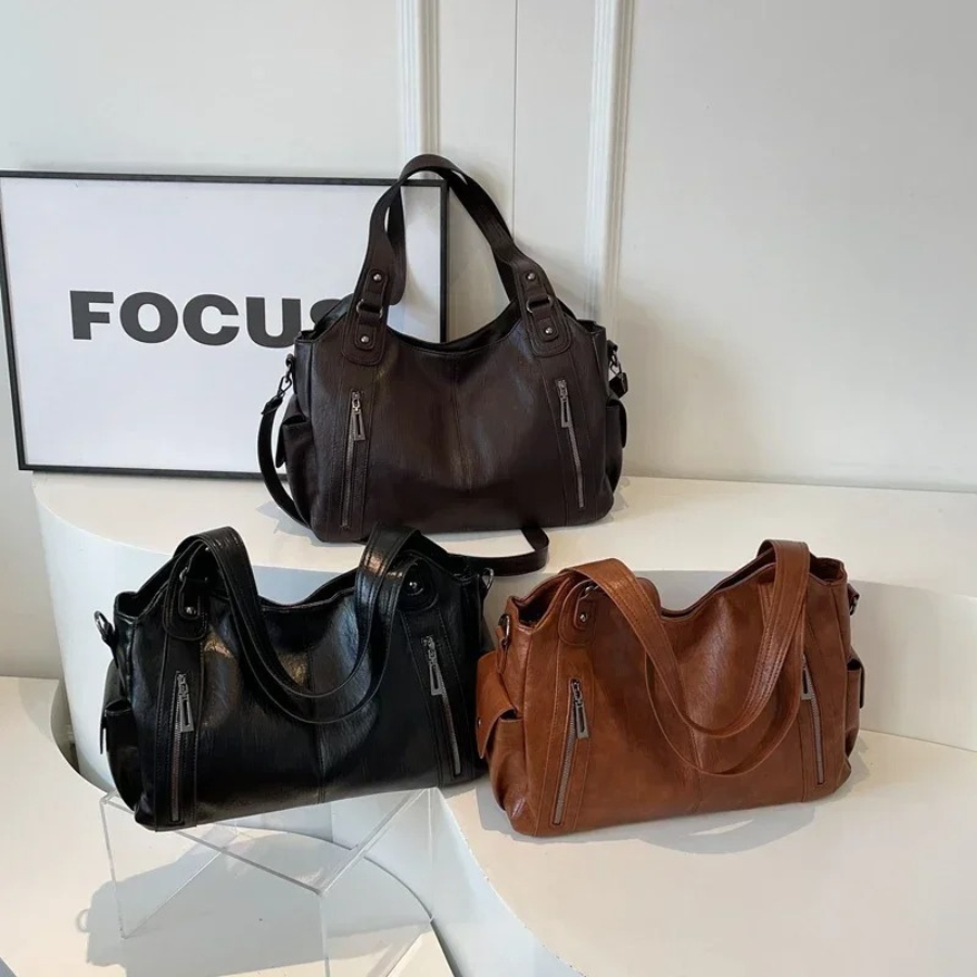 Vegan Leather Shoulder Bag Large Womens Everyday Handbag